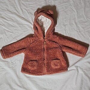 Carter's Baby Girl 9 Months Zippered Pink Sherpa Hoodie Used